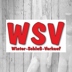 Gedruckte Schaufensterbeschriftung WSV Winter-Schlu-Verkauf