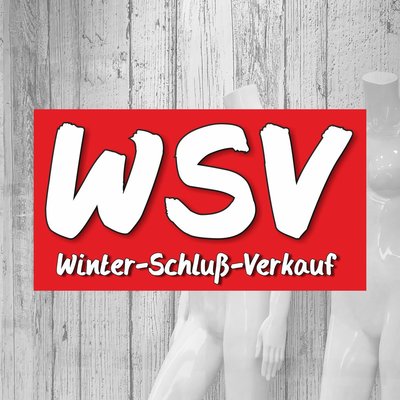 Gedruckte Schaufensterbeschriftung WSV Winter-Schlu-Verkauf