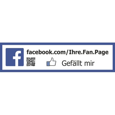 Facebook Aufkleber & Werbeschild Gefllt mir mit QR Code - 3 Varianten