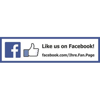 Facebook Mini Aufkleber Like us on Facebook 80 x 20 mm - 25 Stck